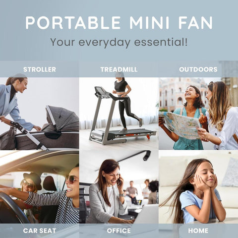 Mini Handheld Portable Pram Fan, Baby Stroller Fan, Car Seat Fan, USB or Battery Powered, with Flexible Tripod Clip on Student Bed Desk Bike Crib Treadmill Camping Traveling