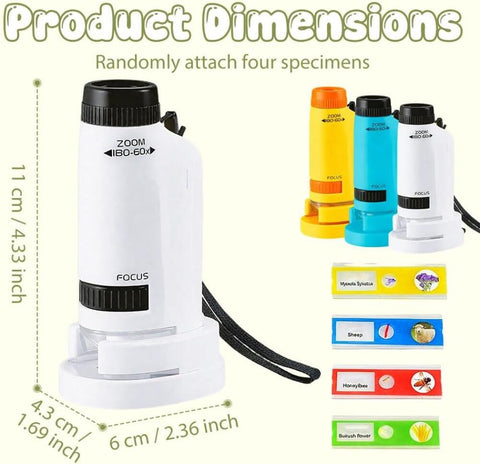 Kids Little Scientist Portable Handheld Microscope, LED Illuminated STEM Educational Toy, Biological Specimen Magnifier For Student Science Experiments