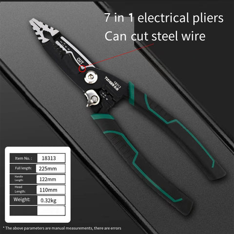 7-in-1 Wire Stripper Tool, Wire breaking pliers, Cable cutters, Needle Nose Plier, Multifunctional Electrician Pliers for Crimping, Cutting, Stripping, Shearing, Clamping