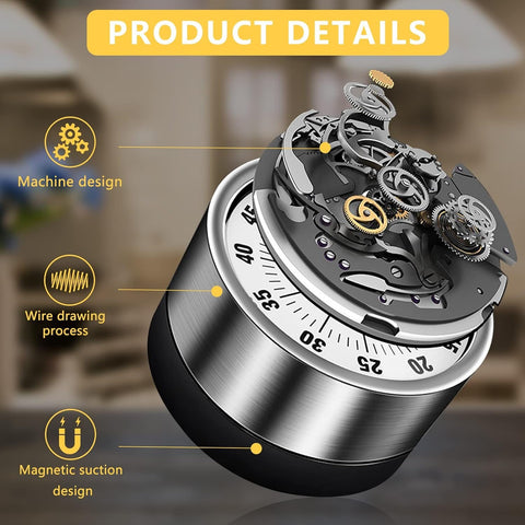 2PCS Kitchen Timer Magnetic,Visual Timer for Kids,60-Minute Visual Countdown Timer with Loud Alarm,Magnetic Back & Steel Face for Time Management