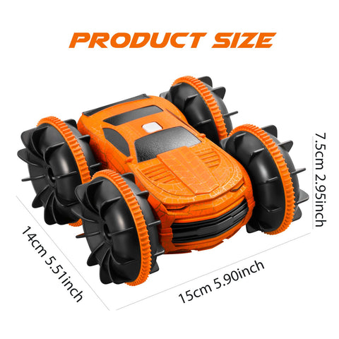 Amphibious Remote Control Car Boat for Kids, 2.4 GHz RC Stunt Car 4WD Off Road Radio Truck All Terrain Water Land Beach Double Sided Rotating 360Flips