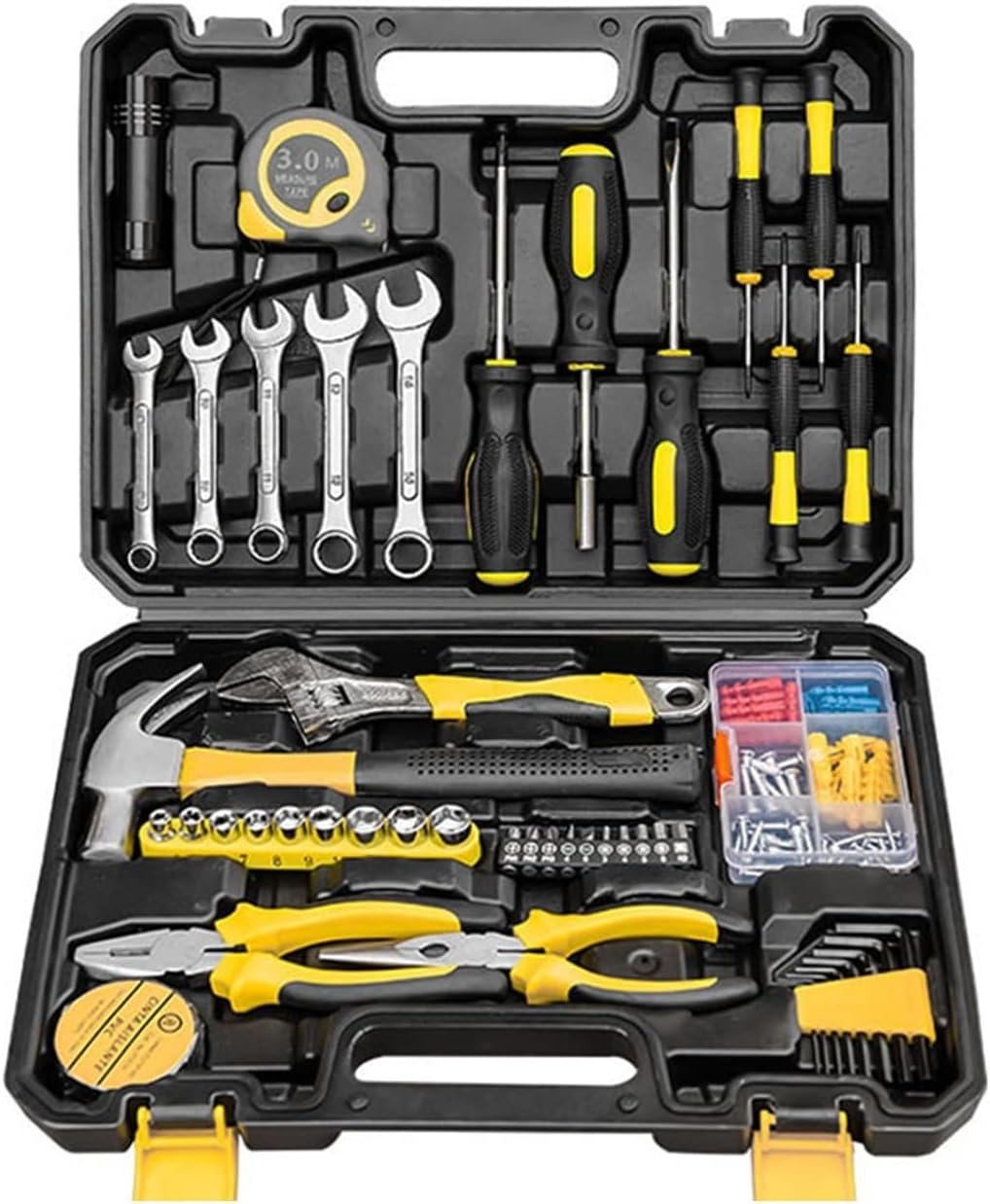 88 Piece Socket Wrench Auto Repair Tool Combination Package Mixed Tool Set General Household Hand Tool Kit with Plastic Toolbox Storage Case