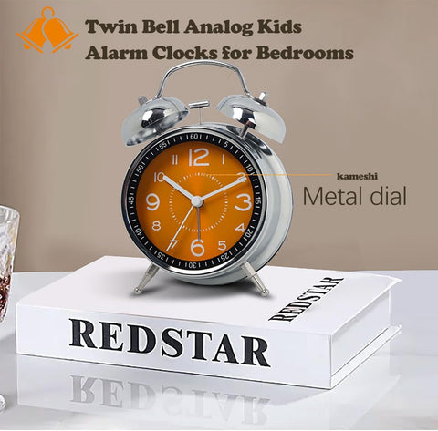 Analog Alarm Clock,Loud Alarm Clock for Heavy Sleepers Bedrooms,Super Silent Non-Ticking Twin Bell Alarm Clock,Bedside Louder Bell for All Ages