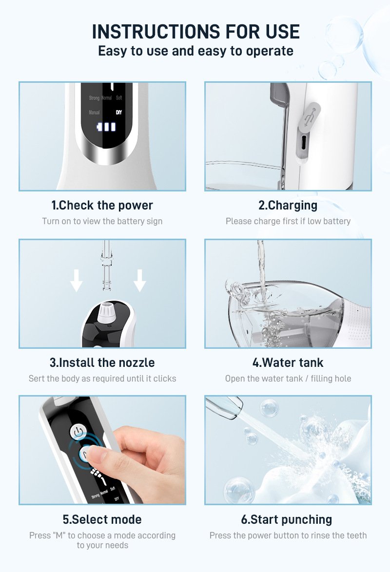 Flossing Machine Water Dental Flosser Teeth Pick-5 Modes Cordless Oral... – Housefibre