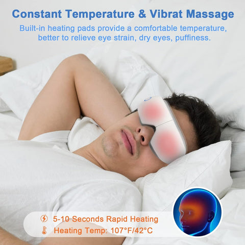 Eye Massager with Heat, Heated Eye Mask with Bluetooth Music, Face Massager, Eye Care Device, Smart Eye Mask for Eye Relief, Dry Eyes, Improve Sleep