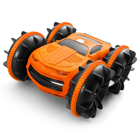 Amphibious Remote Control Car Boat for Kids, 2.4 GHz RC Stunt Car 4WD Off Road Radio Truck All Terrain Water Land Beach Double Sided Rotating 360Flips