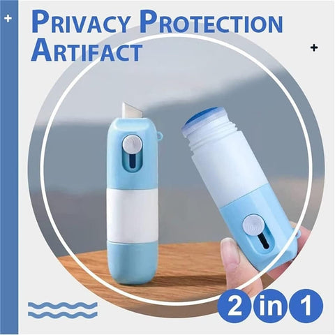 2Pcs Thermal Paper Correction Fluid with Unboxing Knife, Portable Information Anti-Leakage Protection Correction Fluid for Package Labels,Bills