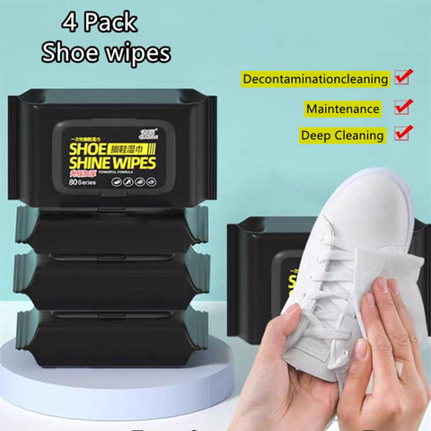 4 Pack Shoe wipes 320Pcs, Sneaker Wipes Cleaner Quick Wipes Disposable Travel Portable Removes Dirt Stains, Must Have Wipes Can Clean Kinds Shoes