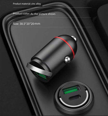 65W USB C Car Charger Fast Charge, Smallest USB Car Charger Adapter PD20W+QC3.0 Dual Port Cigarette Lighter USB Charger Compatible with Apple Samsung