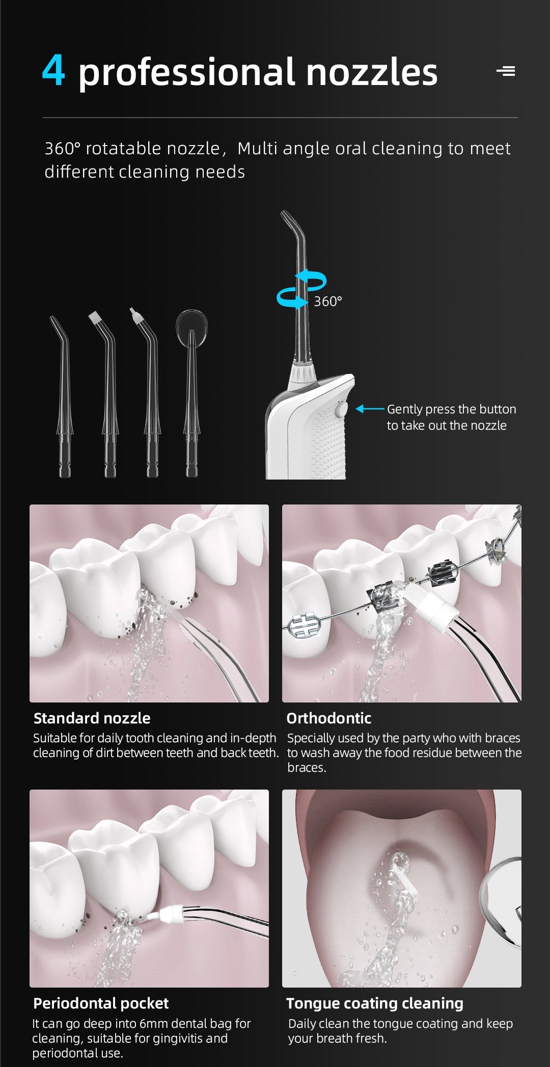 Flossing Machine Water Dental Flosser Teeth Pick-5 Modes Cordless Oral... – Housefibre