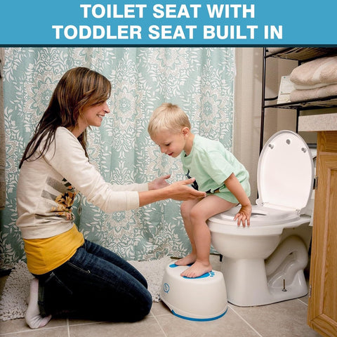 Toilet Seat with Toddler Seat Built in,Potty Training Toilet Seat Fits Both Adult /Kid,V Shape Toddler Toilet Seat Cover with Slow Close,Quick-Release