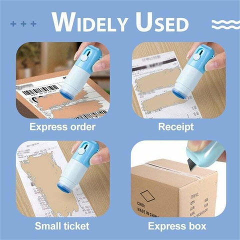 2Pcs Thermal Paper Correction Fluid with Unboxing Knife, Portable Information Anti-Leakage Protection Correction Fluid for Package Labels,Bills