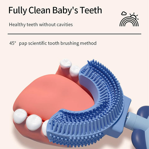 U-Shaped Toothbrush for Kids Age 7-12,Children Toothbrush Food Grade Soft Silicone Brush Head,360° Manual Toothbrush Oral Teeth Cleaning Tools