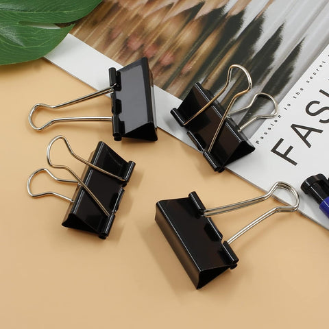 24 PCS Large Binder Clips (1.6 Inch 41mm) Width Big Paper Clamps Metal Fold Back Clip for Home, Office Supplies, School and Kitchen