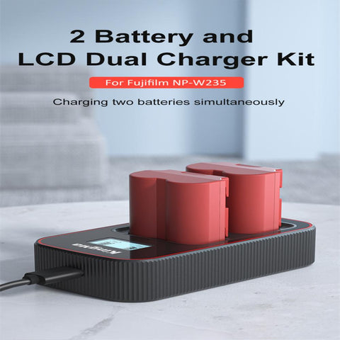 2400mAh NP-W235 Battery and Charger for Fujifilm X-T5 / X-T4 / GFX 100S GFX 50S II, Rechargeable Camera Battery (2 Pack Batteries & Protective Cover)