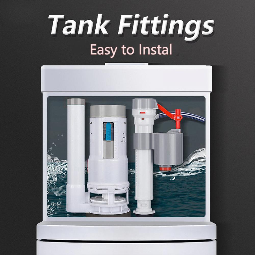 Dual Flush Toilet Valve & Button Kit - Top Mount Cistern Replacement Syphon For Bathroom Repair