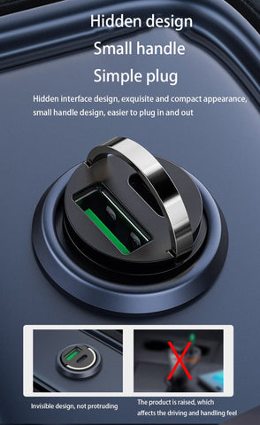 65W USB C Car Charger Fast Charge, Smallest USB Car Charger Adapter PD20W+QC3.0 Dual Port Cigarette Lighter USB Charger Compatible with Apple Samsung