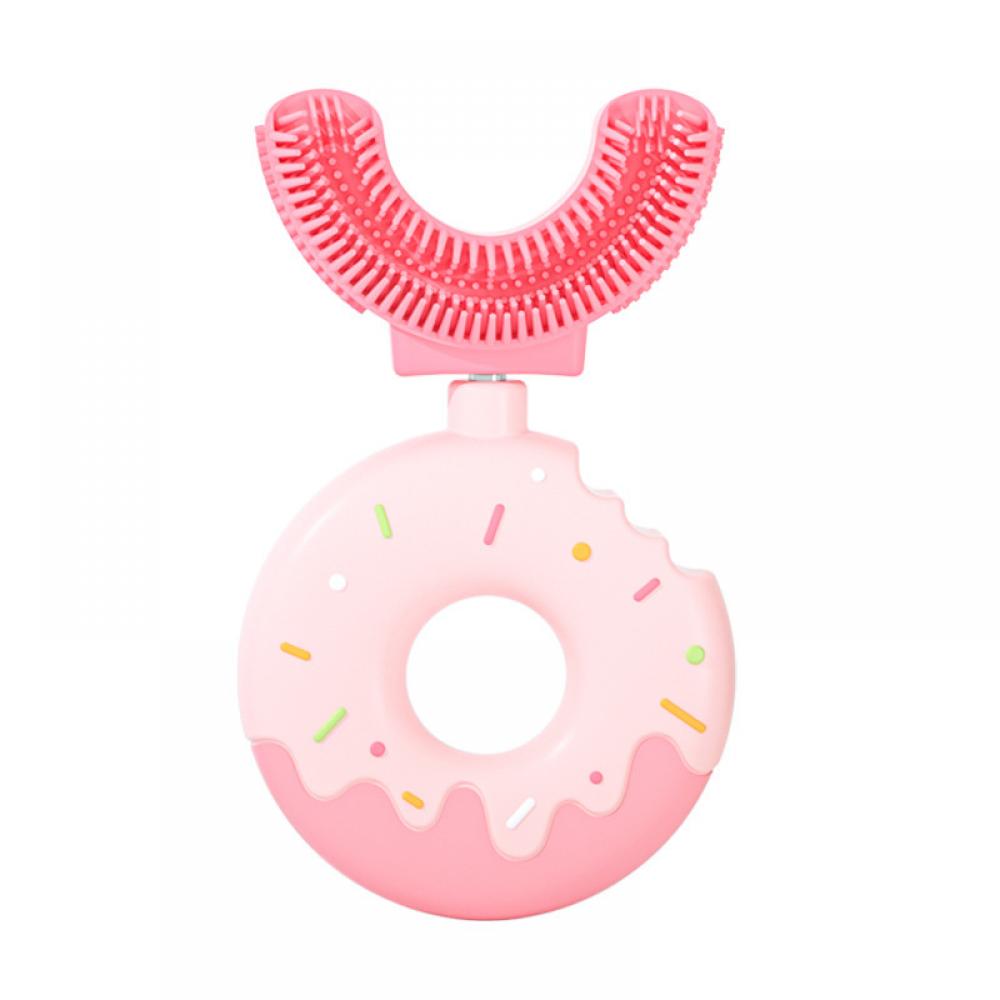 Toddler Children 360 U Shaped Toothbrush Kid Age 2-6 & 7-12 Year All Rounded Silicone Teeth Brush Head,Easy Circular Wide 3 Side Foam Manual Boy Girl