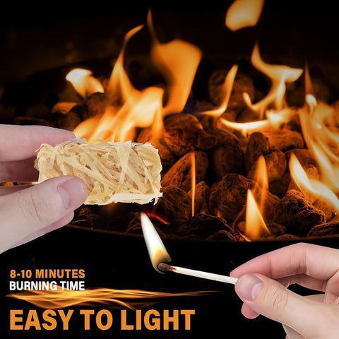 100PCS Natural Charcoal Fire Starters Super Fast Lighting Perfect for BBQ, Barbecue Grills, Wood Stove, Smokers, Campfires and Outdoor Fireplaces