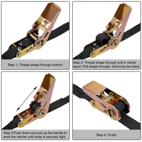 25mm x 4M Tie Down Straps, Heavy Duty Lashing Straps Adjustable Cam Buckle Tie-Down Straps, Ideal for Securing Cargo, Luggage, Motorcycles