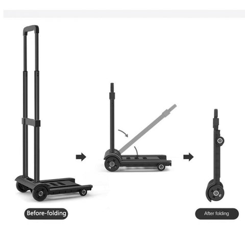 Small Folding Hand Truck Dolly with 2 Wheels,Lightweight Metal Foldable Luggage Cart,Free Hook Cord,Collapsible Utility Cart Portable Dolly for Moving