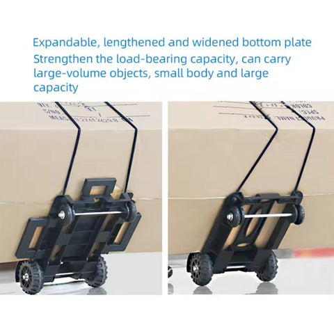 Folding Hand Truck, Expandable Light Weight Luggage Cart with 4 Wheels, Free Bungee Cord,Aluminium Collapsible Dolly Platform Cart for Travel Shopping