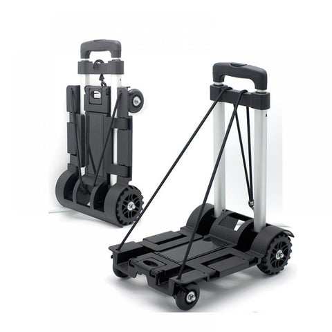 Folding Hand Truck, Expandable Light Weight Luggage Cart with 4 Wheels, Free Bungee Cord,Aluminium Collapsible Dolly Platform Cart for Travel Shopping