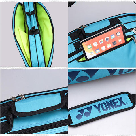 Badminton Racket Bag Tennis Racket Single Shoulder Badminton Bags 3 to 6 Racquet Backpack Big Capacity Waterproof Storage Bag Carry Case for Men Women