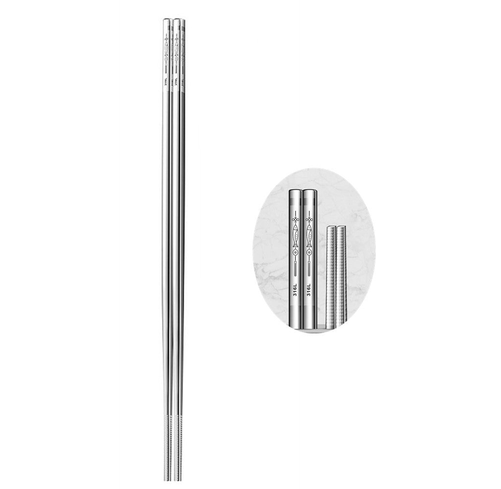 Stainless Steel Chopsticks, Reusable Square Lightweight 316L/ 304 Metal Non Slip Chopsticks, Japanese Chinese Korean Chopstick Dishwasher Safe