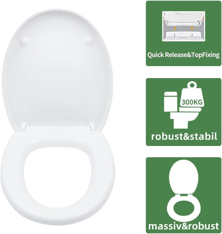 Style Toilet Seat Soft Close Luxury White Thin Heavy Duty Quick Release U Shape B4A4