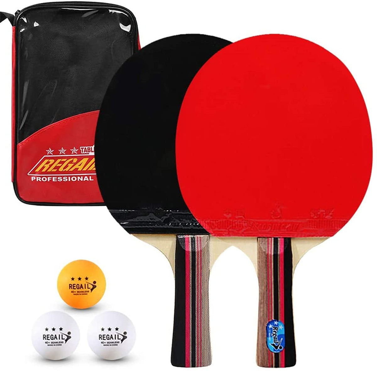Table Tennis Bats, Professional Ping Pong Racket Set for Indoor Outdoor Games
