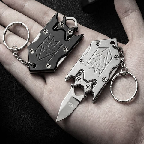 Mini Folding Knife with Detachable Blade, Stainless Steel Camping Knife, Multi-Purpose Keychain Knife