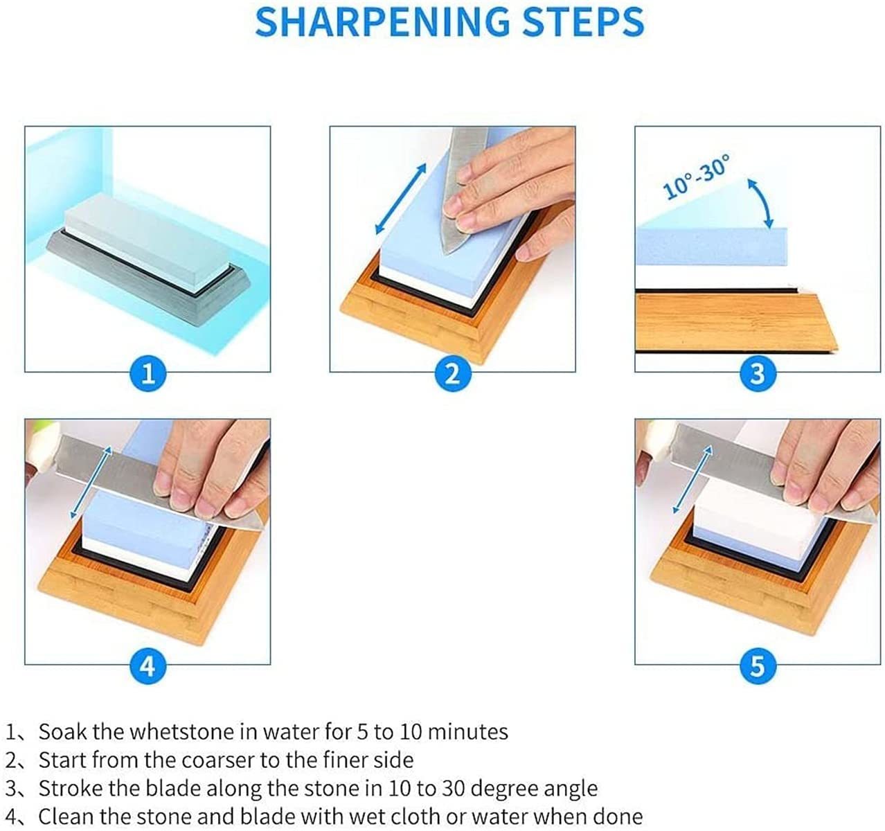 Sharpening Stone SHAN ZU Whetstone Knife Sharpening Kit, ​Premium 2 Side  Whetstone 1000/6000 for Sharpening Knives, Wet Stone Sharpening Stone Knife  Non-slip Base Angle Guide 