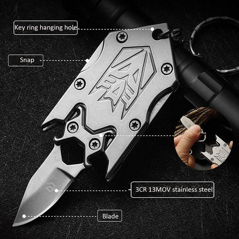 Mini Folding Knife with Detachable Blade, Stainless Steel Camping Knife, Multi-Purpose Keychain Knife