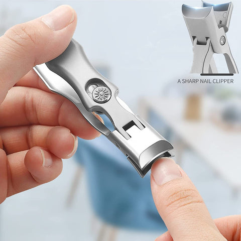 Nail Clippers for Thick Nails with Catcher -Wide Jaw Opening No Splash Stainless Steel Fingernail Clippers with Safety Lock -Men Women Adult Seniors