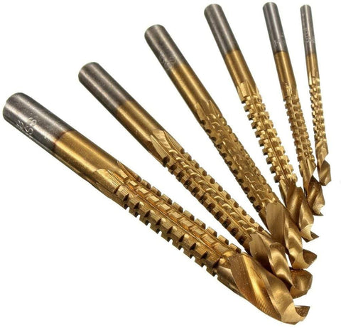 6PCS HSS 4241 Titanium Drill Bit Tool Set, 3/4/5/6/6.5/8mm Twist Drill Bit and Milling Drill Bit