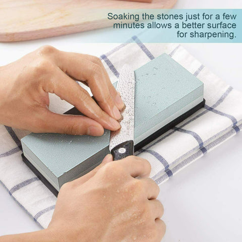 Knife Sharpening Stone Set, Premium Whetstone Sharpener 4 Side Grit 400/1000 3000/8000 with Non-Slip Base