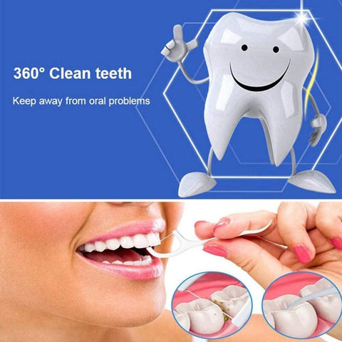 300PCS (6x50pc/box) Disposable Dental Flosser Dental Deep Cleaning with Teeth Stick, Tooth Pick, Interdental Brush