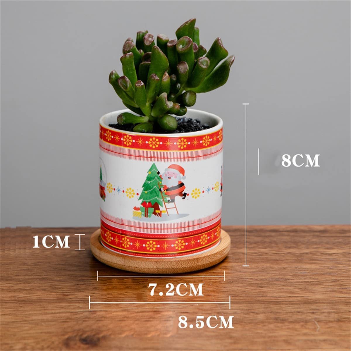 christmas succulent pots 4 Packs 3 Inches Christmas Ceramic Succulent Plant Pots,Indoor Decorations Small Flower Pots, Christmas Decorations Small Flower Pots Set with Bamboo Trays for Gift, Home Decor – Housefibre
