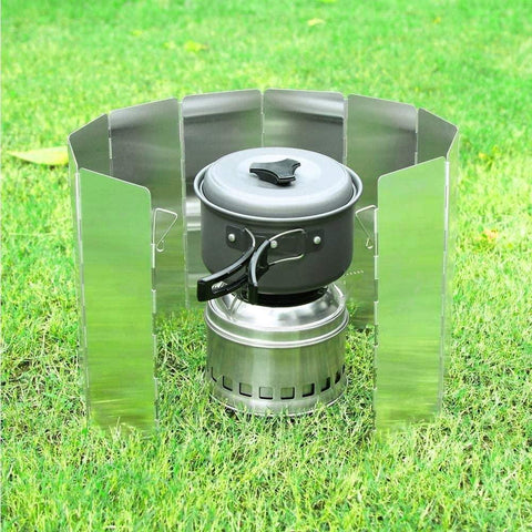 Folding Outdoor Stove Windscreen,10 Plates Aluminum Camping Stove Windshield with Case,for Backpacking Stoves,Butane Stove, Alcohol Stove,Light weight