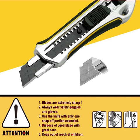 18MM Utility Knife Zinc Alloy Tough Snap Off Lock Heavy-Duty Tools,Retractable Blade Metal Cutter Small Knife,Suitable for Garden Office Arts Crafts