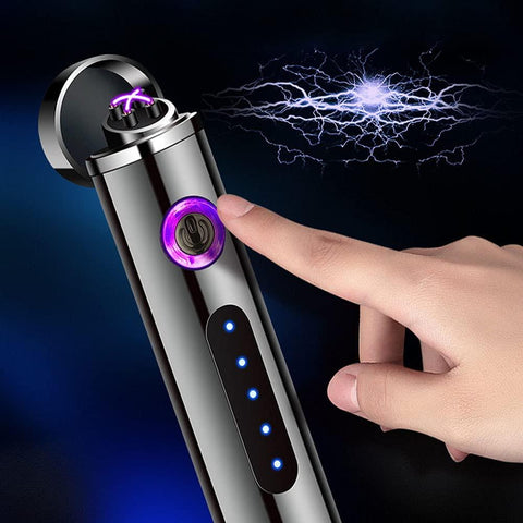 Double Arc Lighter, Mini Cigarette Lighter, Ultra-Thin Strip USB Electronic Charging with LED Battery