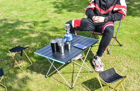 Camping Table,Portable Lightweight Folding Table with Aluminum Table Top and Carry Bag, Perfect for Outdoor, Hiking, Fishing, Beach, Picnic