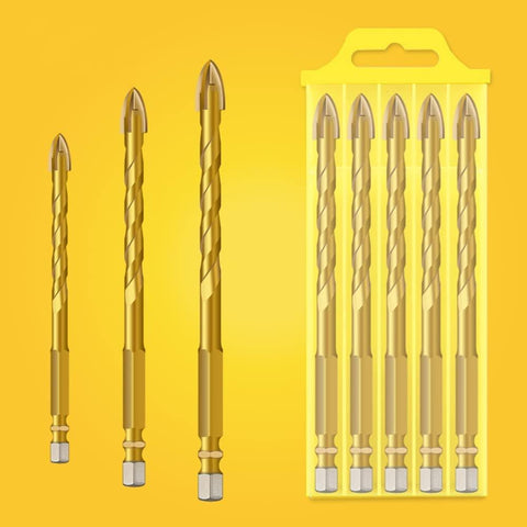 5PCS Triangle Drill Bits Set, Multifunctional Twist Drill Bit,6/8/10/12mm Triangle Handle Twist Drill Bits Tungsten Carbide Tip Wall Ceramic Tile