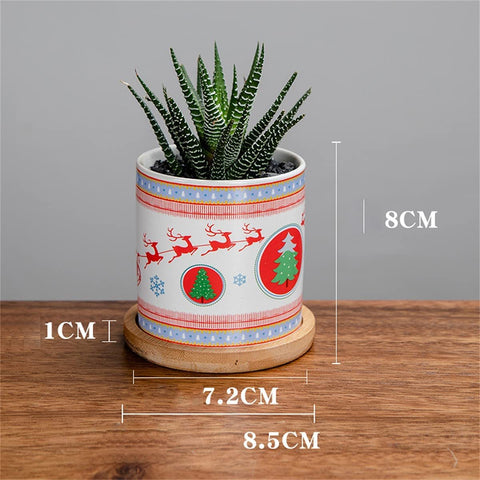 4 Packs 3 Inches Christmas Ceramic Succulent Plant Pots, Home Decor Flower Pots
