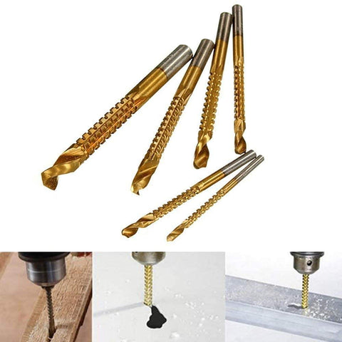 6PCS HSS 4241 Titanium Drill Bit Tool Set, 3/4/5/6/6.5/8mm Twist Drill Bit and Milling Drill Bit