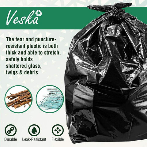 34 Gallons 50 Count Everyday Use Black Bin Bags 120L Extra Large Plastic Rubbish Bags