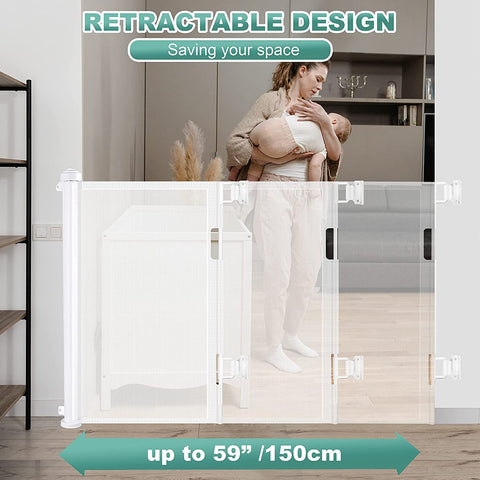 Retractable Baby Gate for Stairs, Child Gates for Doorways or Cat Dog/Pet Gate, 86cm Tall, Extends to 150cm Wide,Safety Gate for House Indoor/Outdoor