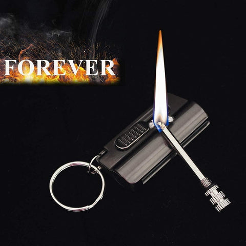 Permanent Match Lighter,Outdoor Portable Lighter Bottle Metal Keychain with Containing Cotton Core,Waterproof Match  EDC Emergency Matchstick