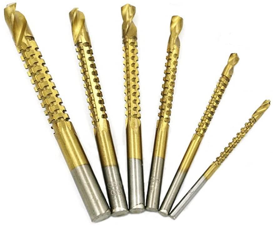 6PCS HSS 4241 Titanium Drill Bit Tool Set, 3/4/5/6/6.5/8mm Twist Drill Bit and Milling Drill Bit